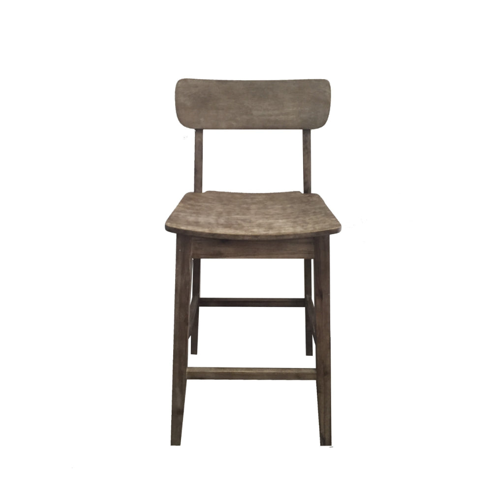 29 Inch Rubberwood Barstool with Wood Grain Details, Panel Back, Brown - BM274285