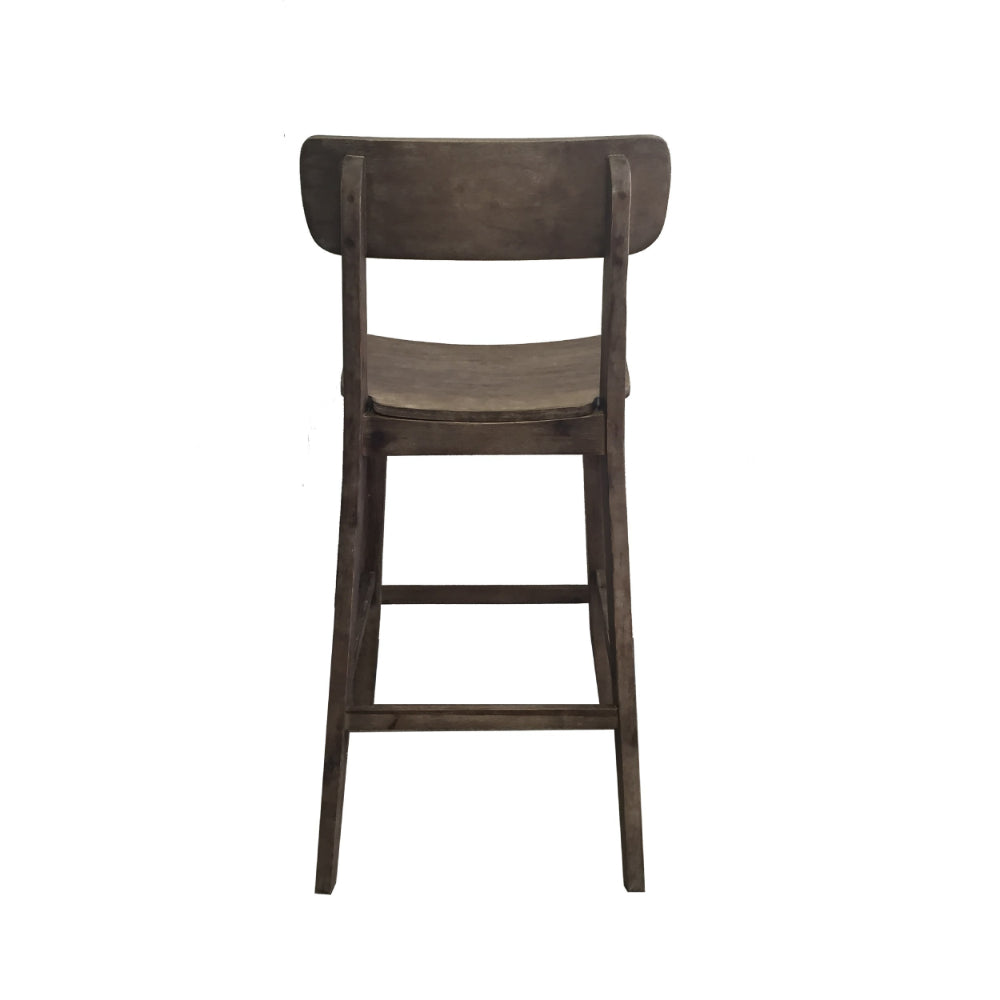 29 Inch Rubberwood Barstool with Wood Grain Details, Panel Back, Brown - BM274285