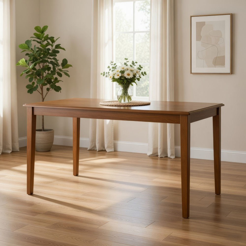 Nova 60 Inch Rectangular Dining Table, Tapered Legs, Rich Walnut Brown - BM274318