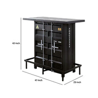 47 Inch Bar Table with Storage, Industrial Style, LED Lights, Black - BM274393