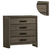 Meli 36 Inch Youth Wood 4 Drawer Tall Dresser with Black Handles, Taupe Gray - BM274501