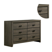 Meli 47 Inch Wood 6 Drawer Dresser with Black Handles, Taupe Gray - BM274502