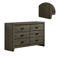 Meli 47 Inch Wood 6 Drawer Dresser with Black Handles, Taupe Gray - BM274502