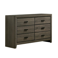 Meli 47 Inch Wood 6 Drawer Dresser with Black Handles, Taupe Gray - BM274502