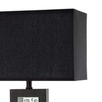 Fred 27 Inch Metal Table Lamp, Glass Panel, Rectangular Shade, Black - BM274508