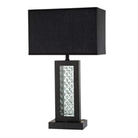 Fred 27 Inch Metal Table Lamp, Glass Panel, Rectangular Shade, Black - BM274508
