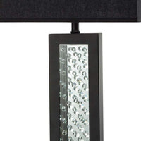 Fred 27 Inch Metal Table Lamp, Glass Panel, Rectangular Shade, Black - BM274508