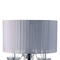 Bob 30 Inch Table Lamp, Pleated Shade, Crystal Droplets, White - BM274514