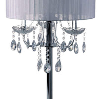 Bob 30 Inch Table Lamp, Pleated Shade, Crystal Droplets, White - BM274514