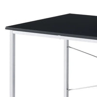 Mayo 47 Inch Rectangular Desk Console Table, Crossed Bars, Black, Chrome - BM274613