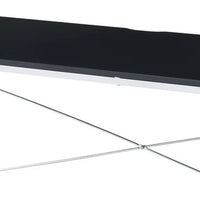 Mayo 47 Inch Rectangular Desk Console Table, Crossed Bars, Black, Chrome - BM274613