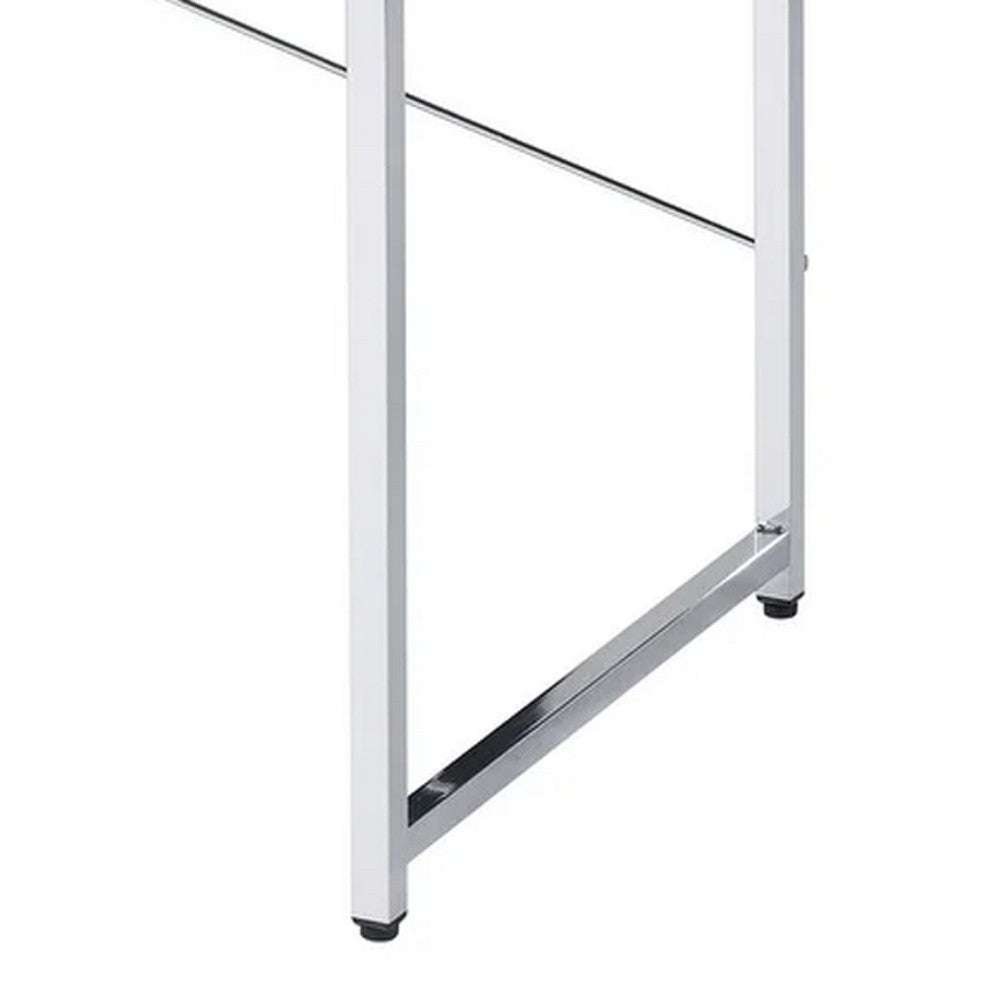 Mayo 47 Inch Rectangular Desk Console Table, Crossed Bars, Black, Chrome - BM274613