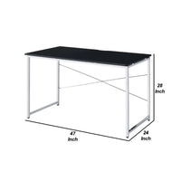 Mayo 47 Inch Rectangular Desk Console Table, Crossed Bars, Black, Chrome - BM274613