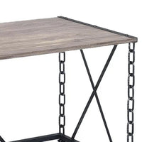 48 Inch Console Desk Table, Metal Chain Base, Oak Brown, Black - BM274614