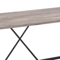 48 Inch Console Desk Table, Metal Chain Base, Oak Brown, Black - BM274614