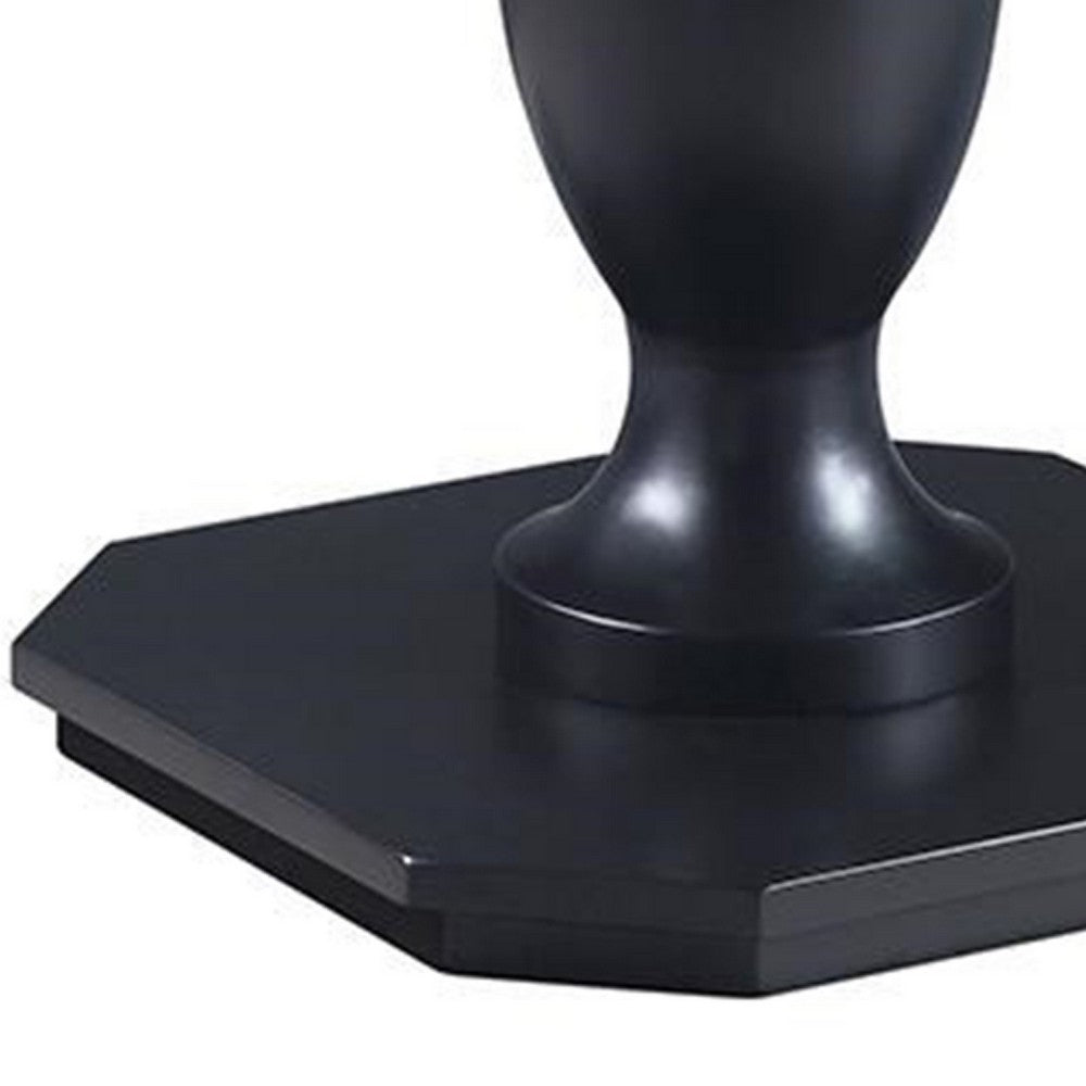 Susy 28 Inch Wood Reversible Board Game Table with Pedestal Stand, Black - BM274633