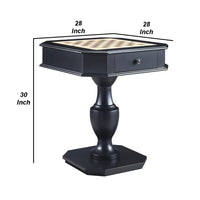 Susy 28 Inch Wood Reversible Board Game Table with Pedestal Stand, Black - BM274633