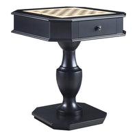 Susy 28 Inch Wood Reversible Board Game Table with Pedestal Stand, Black - BM274633