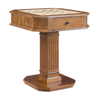 Susy 28 Inch Wood Reversible Board Game Table with Pedestal Stand, Walnut - BM274635