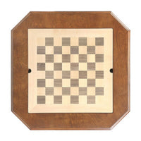 Susy 28 Inch Wood Reversible Board Game Table with Pedestal Stand, Walnut - BM274635