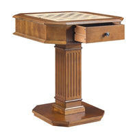 Susy 28 Inch Wood Reversible Board Game Table with Pedestal Stand, Walnut - BM274635