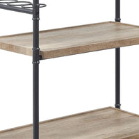 Vida 38 Inch Serving Bar Cart, Pipe Frame, Locking Casters, Brown, Black - BM274646