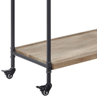 Vida 38 Inch Serving Bar Cart, Pipe Frame, Locking Casters, Brown, Black - BM274646