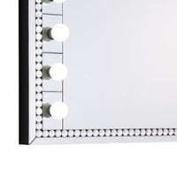 Rose 32 Inch Vanity Lighted Wall Mirror, 11 Bulbs, Faux Diamond, Silver - BM274653
