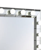 32 Inch Square Lighted Wall Mirror, 12 Bulb Sockets, Mirrored Frame, Silver - BM274654