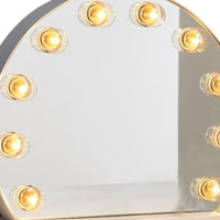 18 Inch Modern Round Accent Mirror, 10 Bulb Sockets, Glass Panel, Silver - BM274655