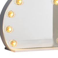 18 Inch Modern Round Accent Mirror, 10 Bulb Sockets, Glass Panel, Silver - BM274655