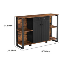 Grace 47 Inch Wood Sideboard Buffet Cabinet, Adjustable Feet, Rustic Brown - BM274780