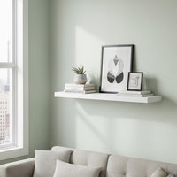 24 Inch Wood Wall Mounted Floating Shelf, Rectangular, White - BM275038