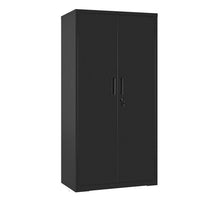 71 Inch 2 Door Storage Cabinet, 4 Adjustable Shelves, Powder Coated Black - BM275040