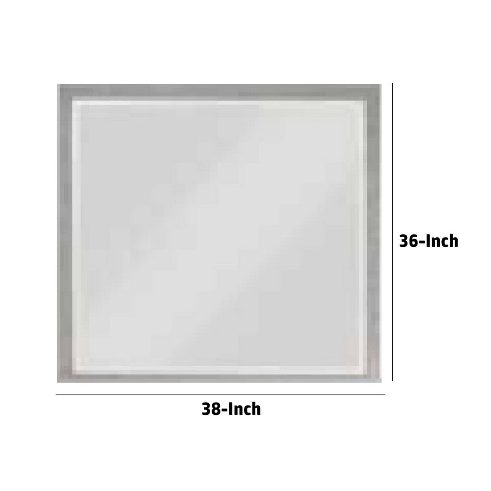 Jody 38 Inch Wall Mirror, Rectangular Wood Frame, Gray - BM275047