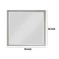 Jody 38 Inch Wall Mirror, Rectangular Wood Frame, Gray - BM275047
