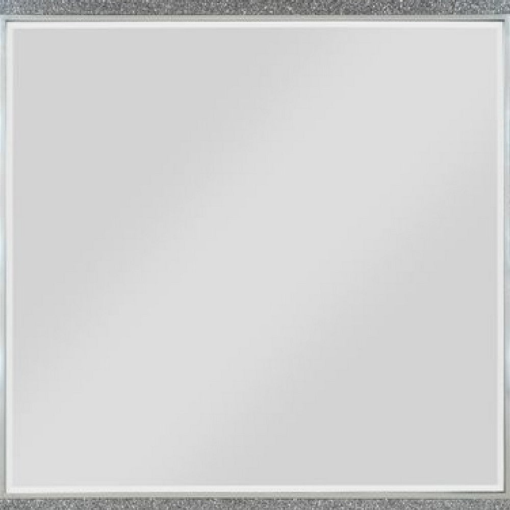 41 Inch Wall Mirror, Faux Crystals Inlay, 8 Bulb Sockets, Silver - BM275048