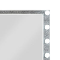 41 Inch Wall Mirror, Faux Crystals Inlay, 8 Bulb Sockets, Silver - BM275048