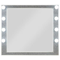 41 Inch Wall Mirror, Faux Crystals Inlay, 8 Bulb Sockets, Silver - BM275048