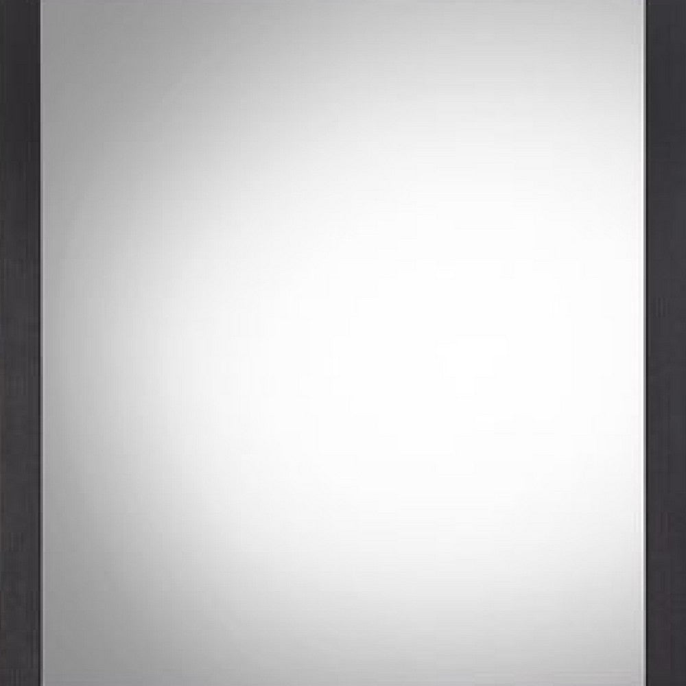 32 Inch Wall Mirror, Sleek Rectangular Portrait Wood Frame, Black - BM275053