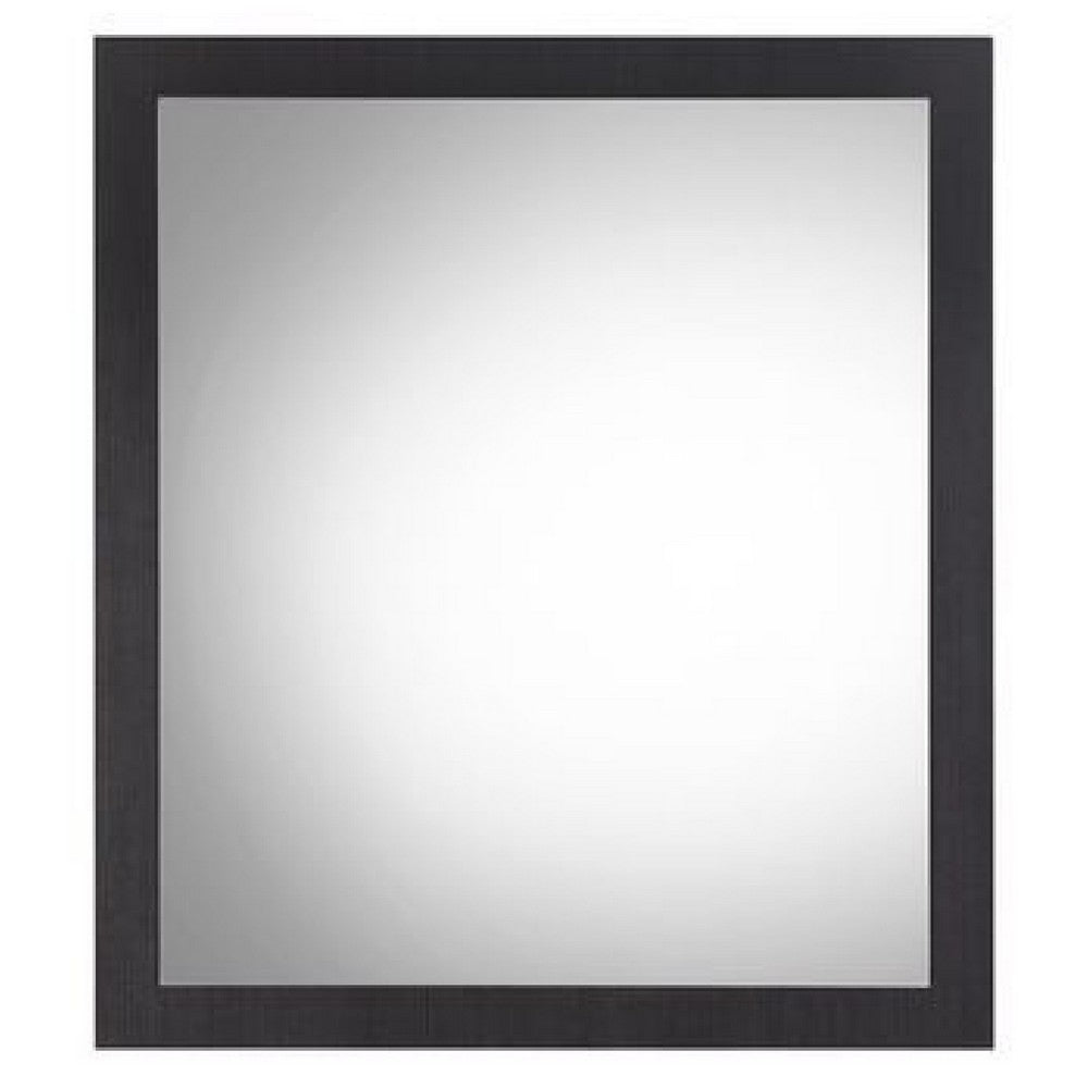 32 Inch Wall Mirror, Sleek Rectangular Portrait Wood Frame, Black - BM275053