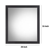 32 Inch Wall Mirror, Sleek Rectangular Portrait Wood Frame, Black - BM275053