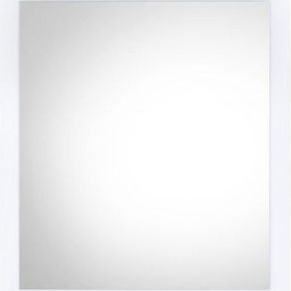 32 Inch Wall Mirror, Sleek Rectangular Portrait Wood Frame, White - BM275054