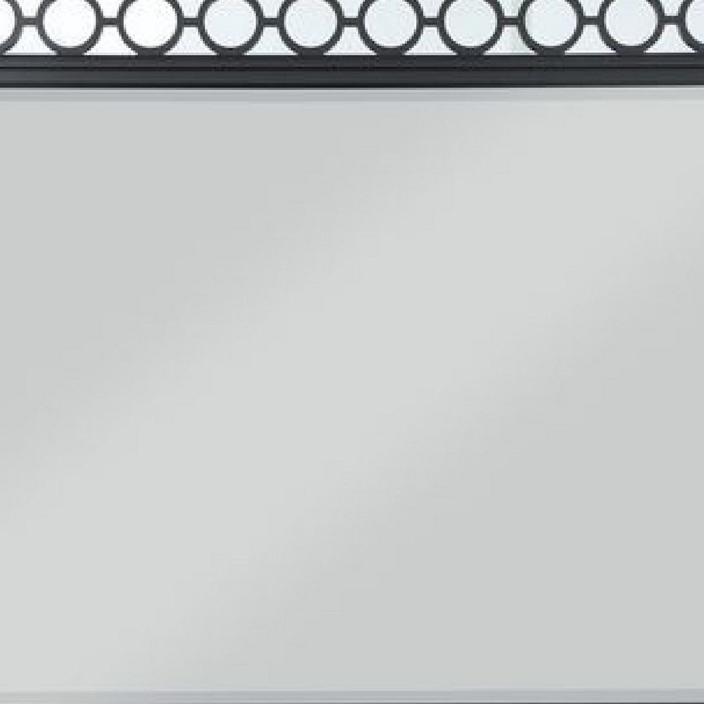 Koda 52 Inch Wall Mirror, Molded Trim, Circular Cut Out Design, Black - BM275056