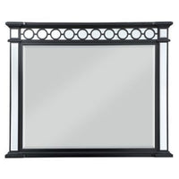 Koda 52 Inch Wall Mirror, Molded Trim, Circular Cut Out Design, Black - BM275056