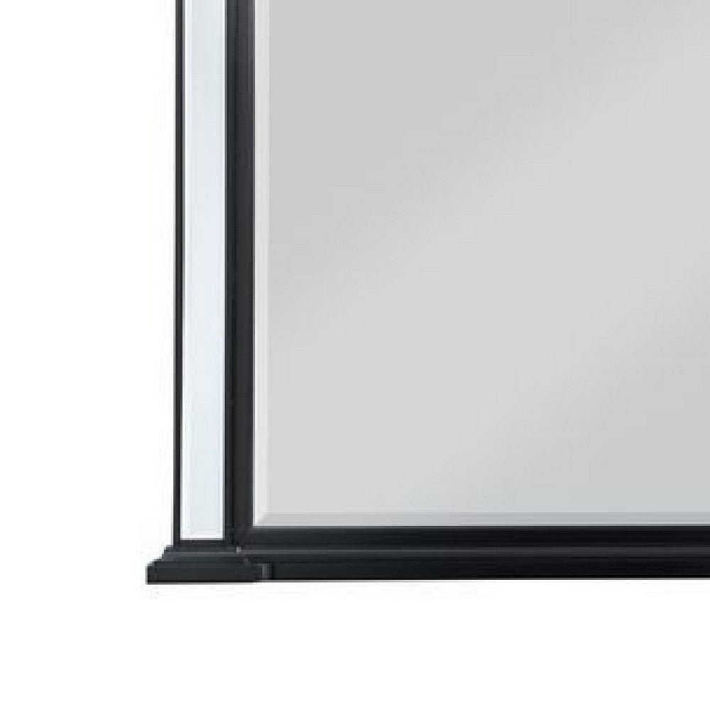 Koda 52 Inch Wall Mirror, Molded Trim, Circular Cut Out Design, Black - BM275056