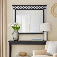 Koda 52 Inch Wall Mirror, Molded Trim, Circular Cut Out Design, Black - BM275056