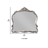 47 Inch Wall Mirror, Scalloped Carved Frame, Antique Silver - BM275058
