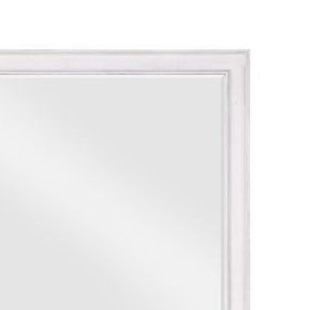 42 Inch Wall Mirror, Molded Sleek Wood Frame, White - BM275060