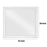 42 Inch Wall Mirror, Molded Sleek Wood Frame, White - BM275060